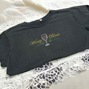 Winey b***h 🍷 vintage bling y2k tee shirt L